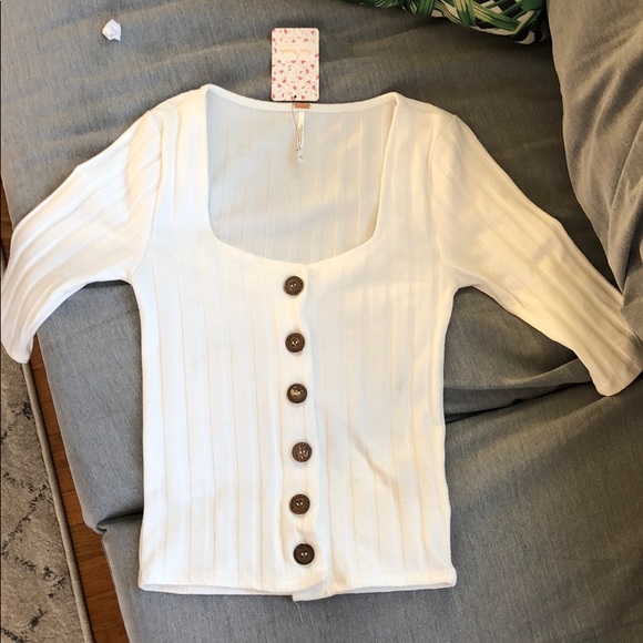 NWT Free People Central Park Top In White Size XS - Picture 2 of 4